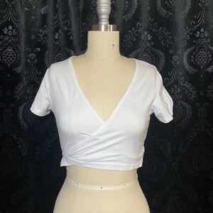 Zaful White Crop Wrap T-Shirt